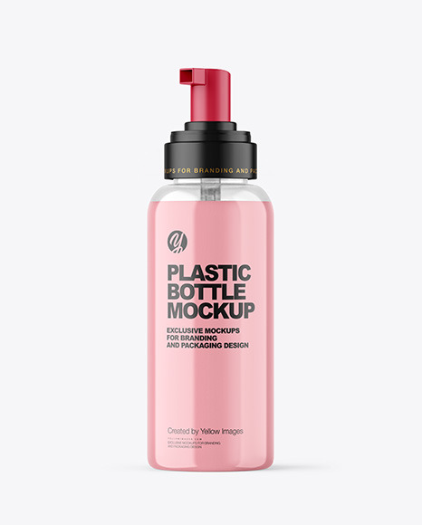 Clear Cosmetic Bottle with Pump Mockup Clear Cosmetic Bottle with Pump Mockup