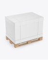 Wooden Pallet With Carton Box Mockup - Half Side View