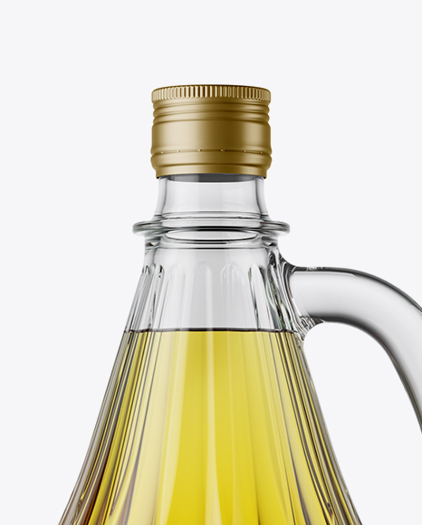 3L Clear Glass Olive Oil Bottle With Handle Mockup