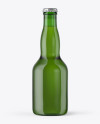 Green Glass Bottle with Lager Beer Mockup