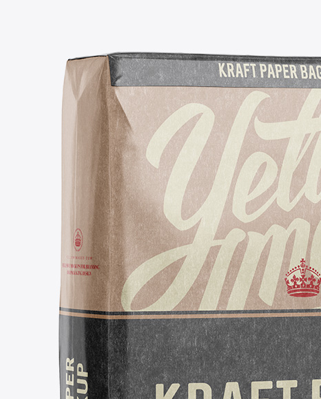 Glossy Kraft Paper Bag Mockup - Halfside View