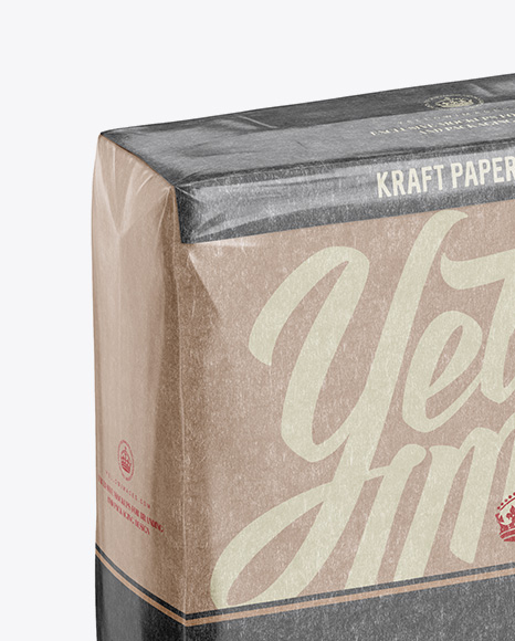 Glossy Kraft Paper Bag Mockup - Halfside View (High-Angle Shot)