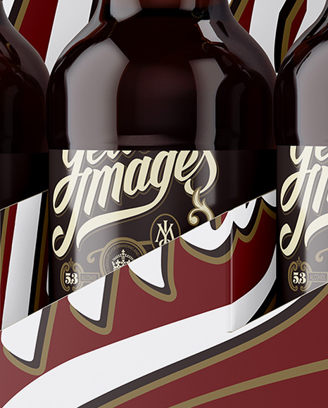 White Paper 6 Pack Amber Bottle Carrier Mockup - Half Side View