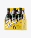 White Paper 6 Pack Green Bottle Carrier Mockup - Halfside View