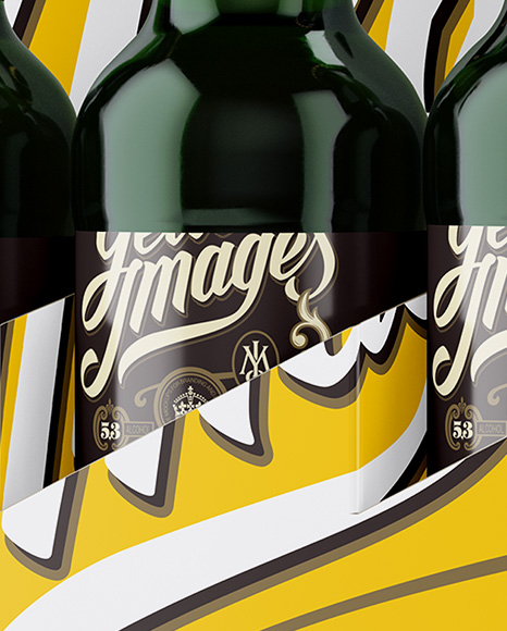 White Paper 6 Pack Green Bottle Carrier Mockup - Halfside View - Free