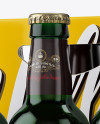 White Paper 6 Pack Green Bottle Carrier Mockup - Halfside View