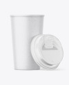 Big Kraft Paper Coffee Cup With Plastic Cap Mockup - Front View