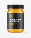 Clear Glass Jar with Honey Mockup