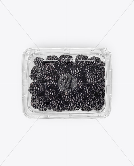 Clear Plastic Tray with Blackberries Mockup