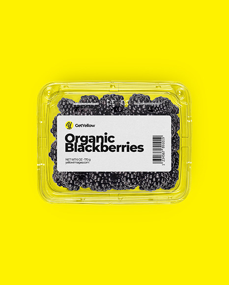 Clear Plastic Tray with Blackberries Mockup