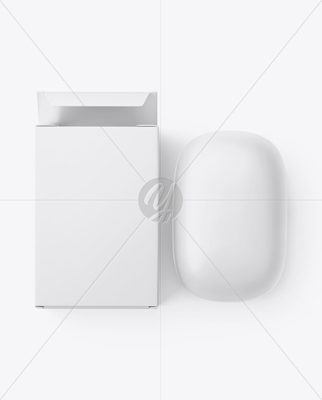 Matte Paper Carton Box With Soap Bar Mockup - Top View