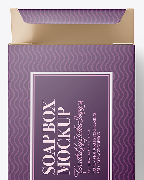 Matte Paper Carton Box With Soap Bar Mockup - Top View