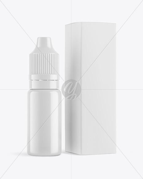 Glossy Dropper Bottle with Paper Box Mockup