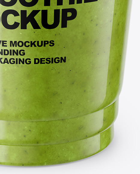 Green Smoothie Cup with Straw Mockup