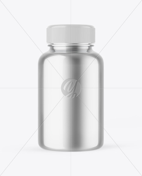 Glossy Metallic Pill Bottle Mockup