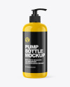 Glossy Plastic Bottle with Pump Mockup