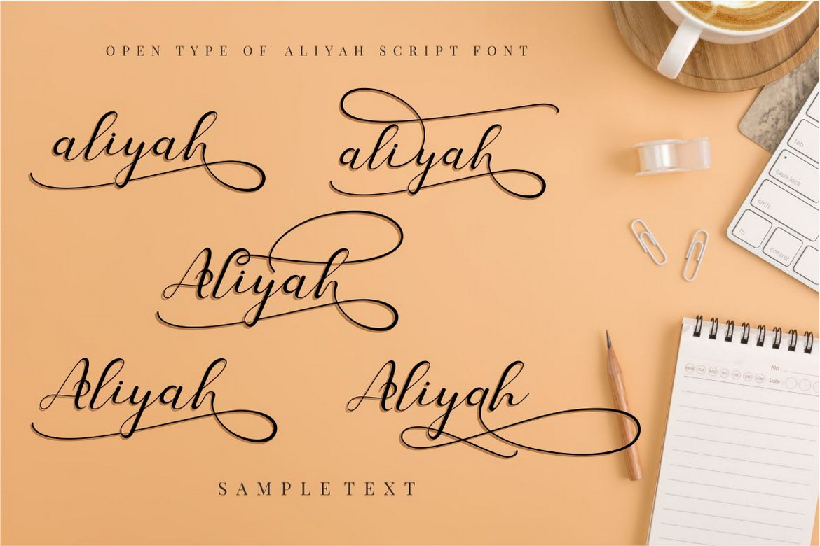 Aliyah - Modern Calligraphy Romantic Script Aliyah - Modern Calligraphy Romantic Script