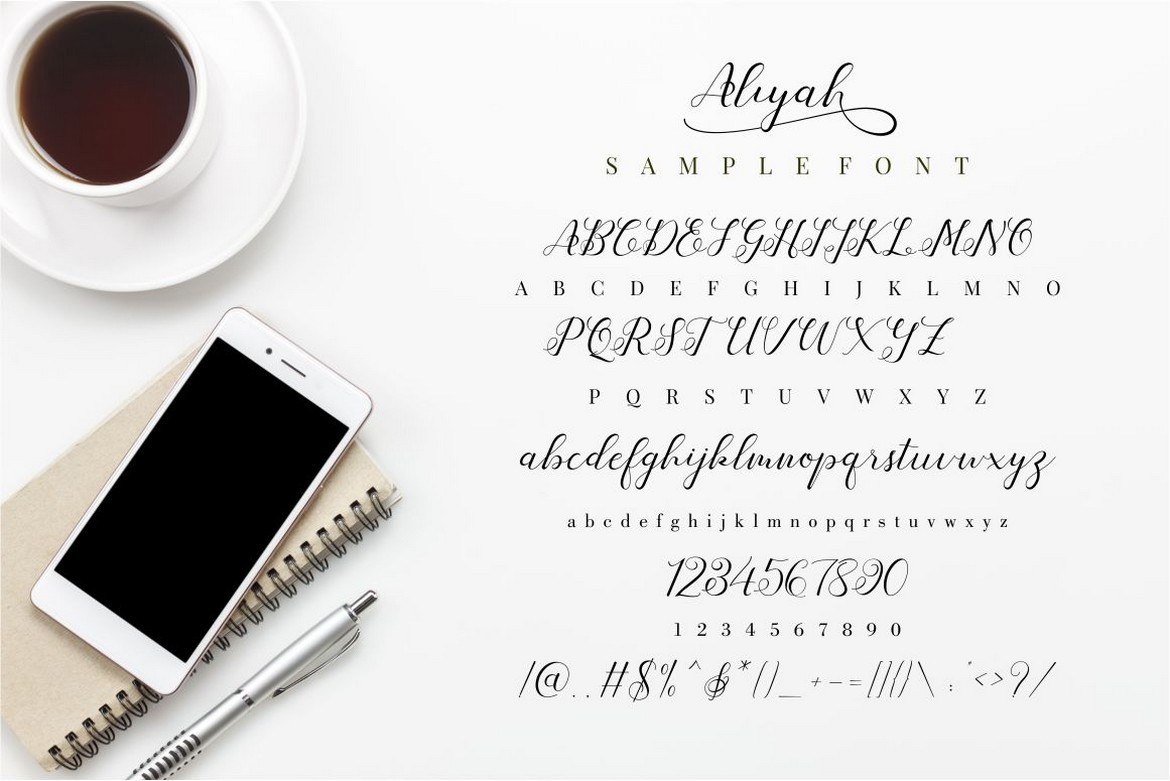 Aliyah - Modern Calligraphy Romantic Script Aliyah - Modern Calligraphy Romantic Script