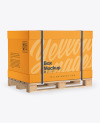 Wooden Pallet With Carton Box Mockup - Half Side View