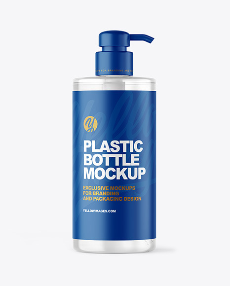 Clear Plastic Bottle with Pump Mockup