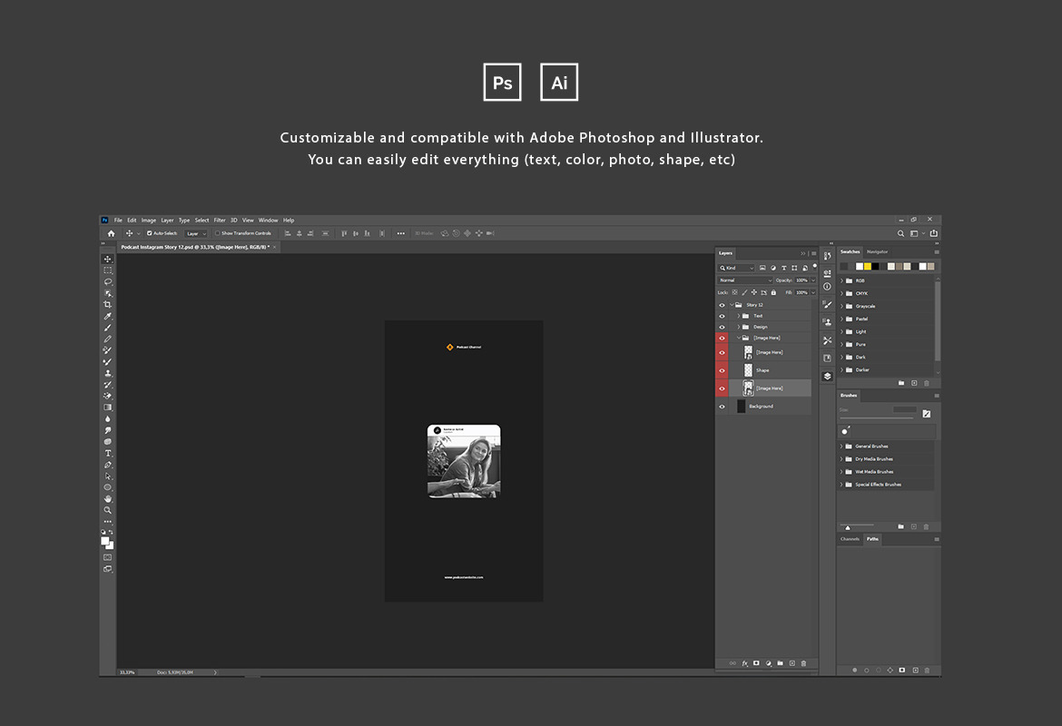 Podcast Instagram Post and Story Template Podcast Instagram Post and Story Template