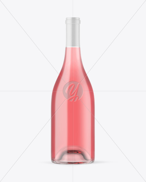 Clear Glass Pink Wine Bottle Mockup