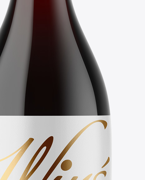 Amber Glass Red Wine Bottle Mockup