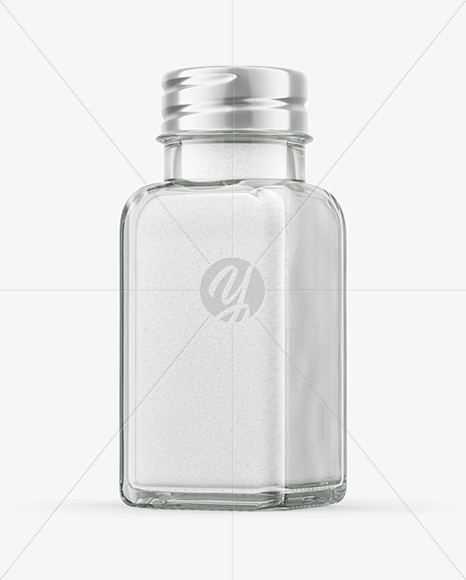 Clear Glass Jar with Salt Mockup