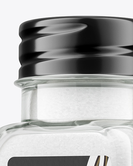 Clear Glass Jar with Salt Mockup