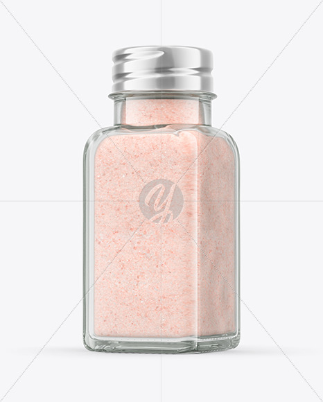 Clear Glass Jar with Pink Salt Mockup