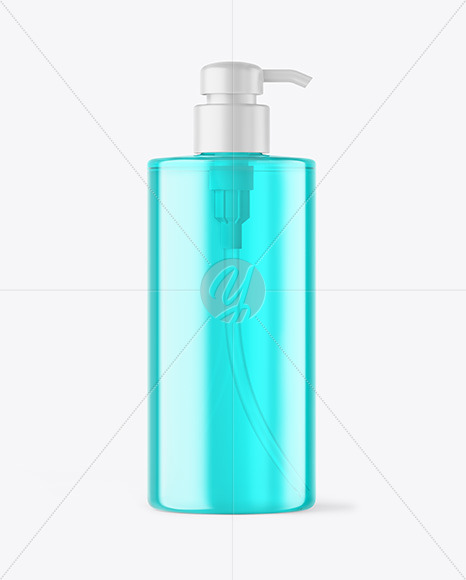 Color Plastic Bottle with Pump Mockup