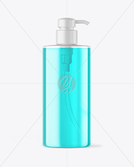 Color Liquid Plastic Bottle with Pump Mockup