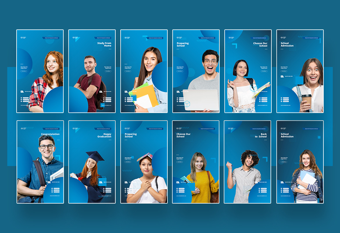 Elegant School Instagram Post and Story Template Elegant School Instagram Post and Story Template