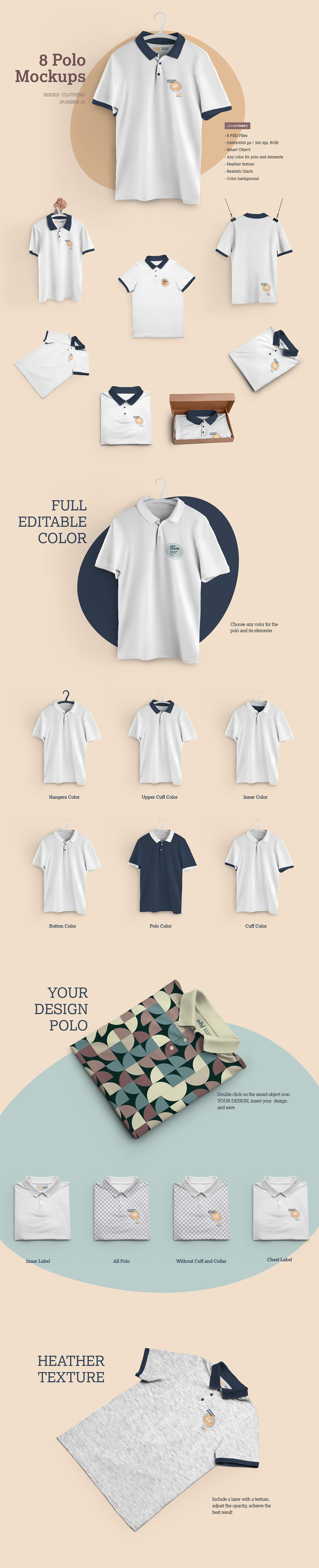 8 Polo Mockups