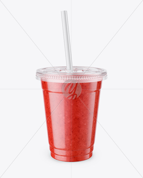 Watermelon Smoothie Cup with Straw Mockup