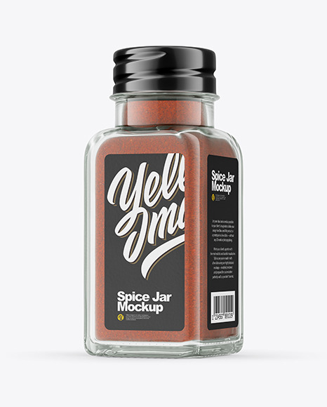 Clear Glass Jar with Red Pepper Mockup - Spice bottle mockup