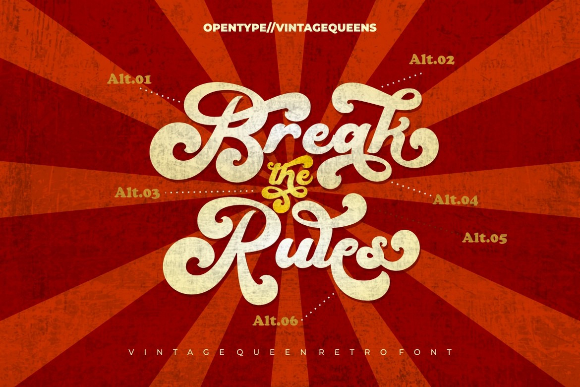 Vintage Queens - Vintage Bold Script Font Vintage Queens - Vintage Bold Script Font