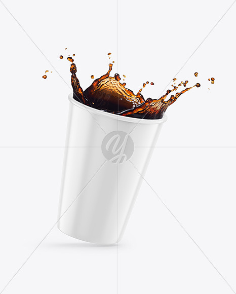 Glossy Coffee Cup w/ Splash Mockup