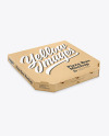 Kraft Pizza Box Mockup - Half Side View