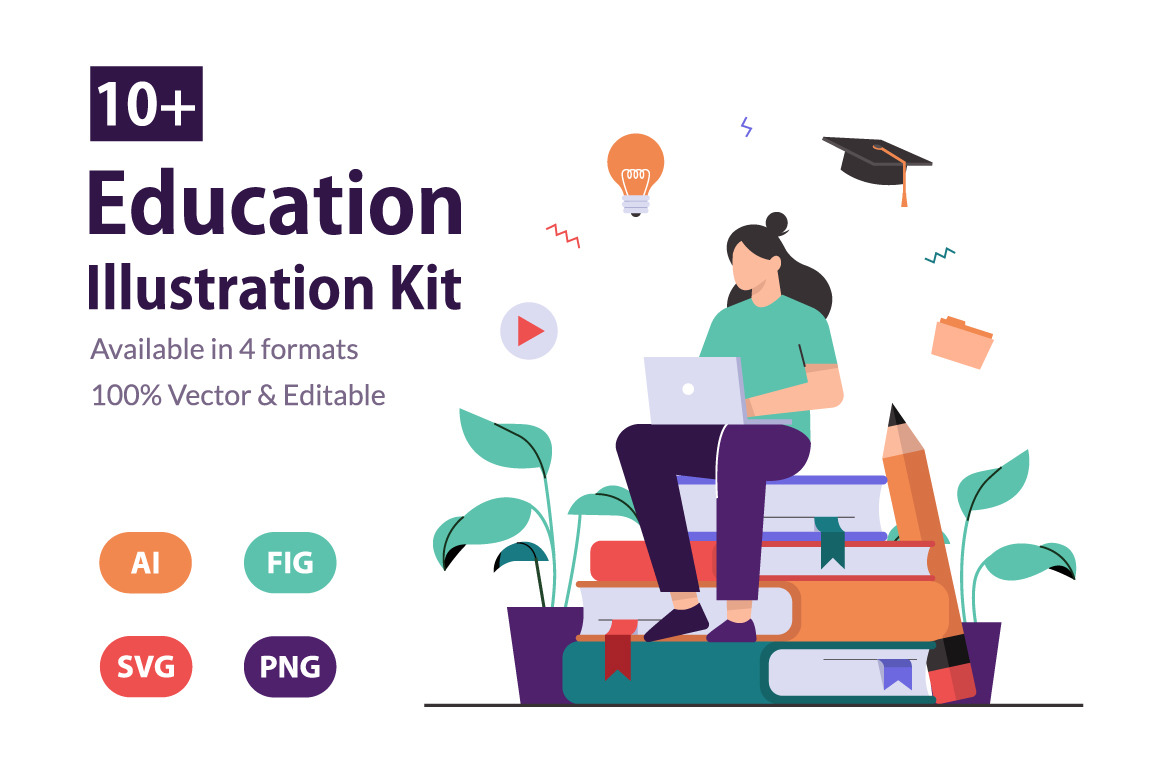 Education &amp; Online Learning Illustration Pack