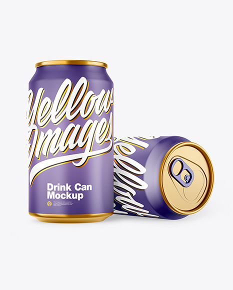 Two Metallic Drink Cans w/ Matte Finish Mockup