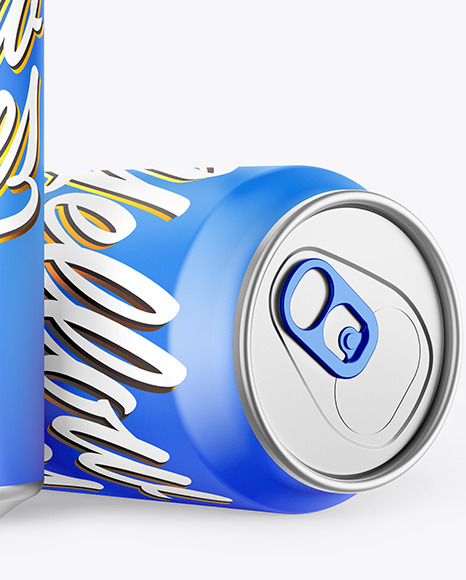 Two Metallic Drink Cans w/ Matte Finish Mockup