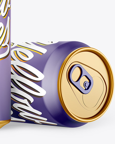 Two Metallic Drink Cans w/ Matte Finish Mockup