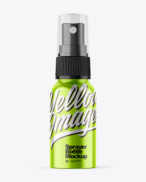 Brushed Metallic 50ml Spray Bottle w/ Paper Label Mockup