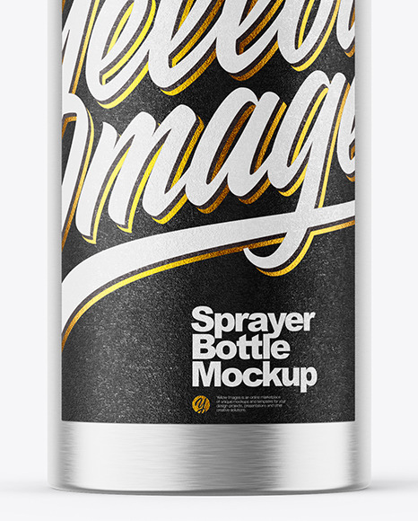 Brushed Metallic 50ml Spray Bottle w/ Paper Label Mockup