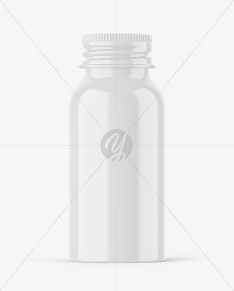 Glossy 50ml Aluminum Bottle w/ Screw Cap Mockup