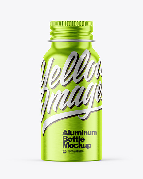 Brushed Metallic 50ml Aluminum Bottle w/ Screw Cap Mockup