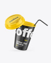 Glossy Coffee Cup w/ Straw Mockup