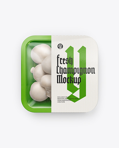 Plastic Tray With Champignon Mockup