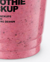 Strawberry Smoothie Cup with Straw Mockup